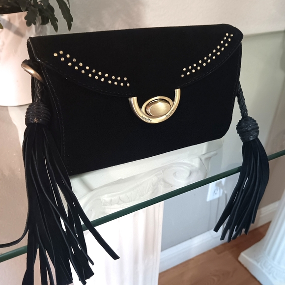 Nanette Lepore Handbags - 🖤NWT Nanette Lepore Suede Studded Tassel Crossbody Purse